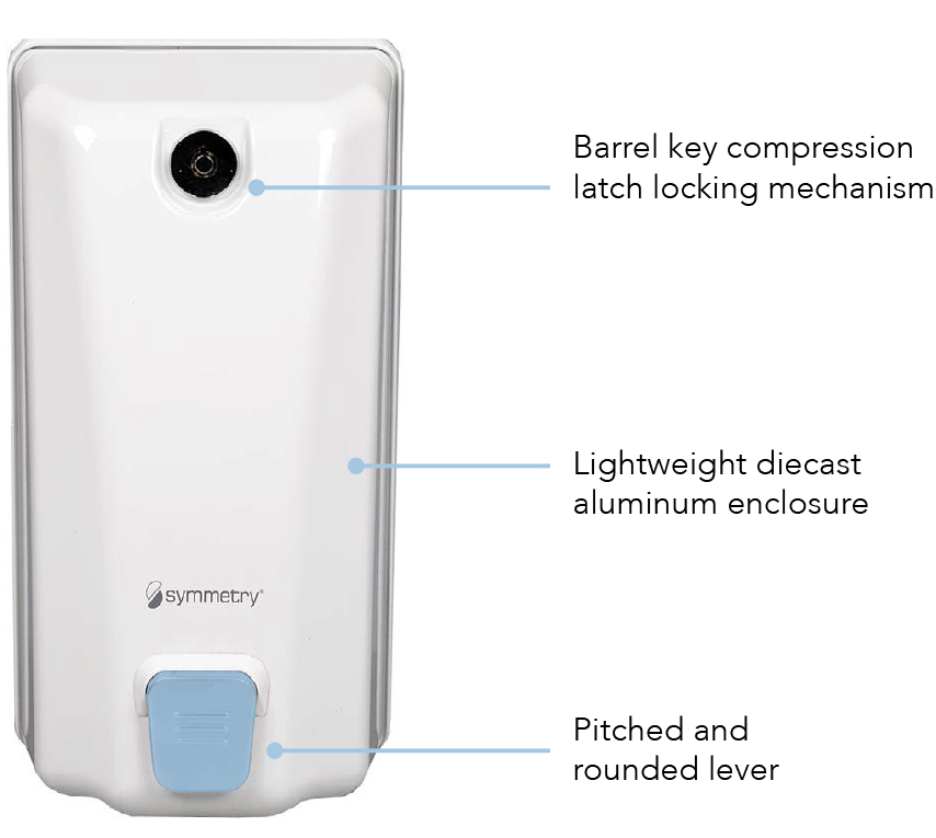 Barrel key compression latch lock, lightweight diecast aluminum enclosure, pitched and rounded lever