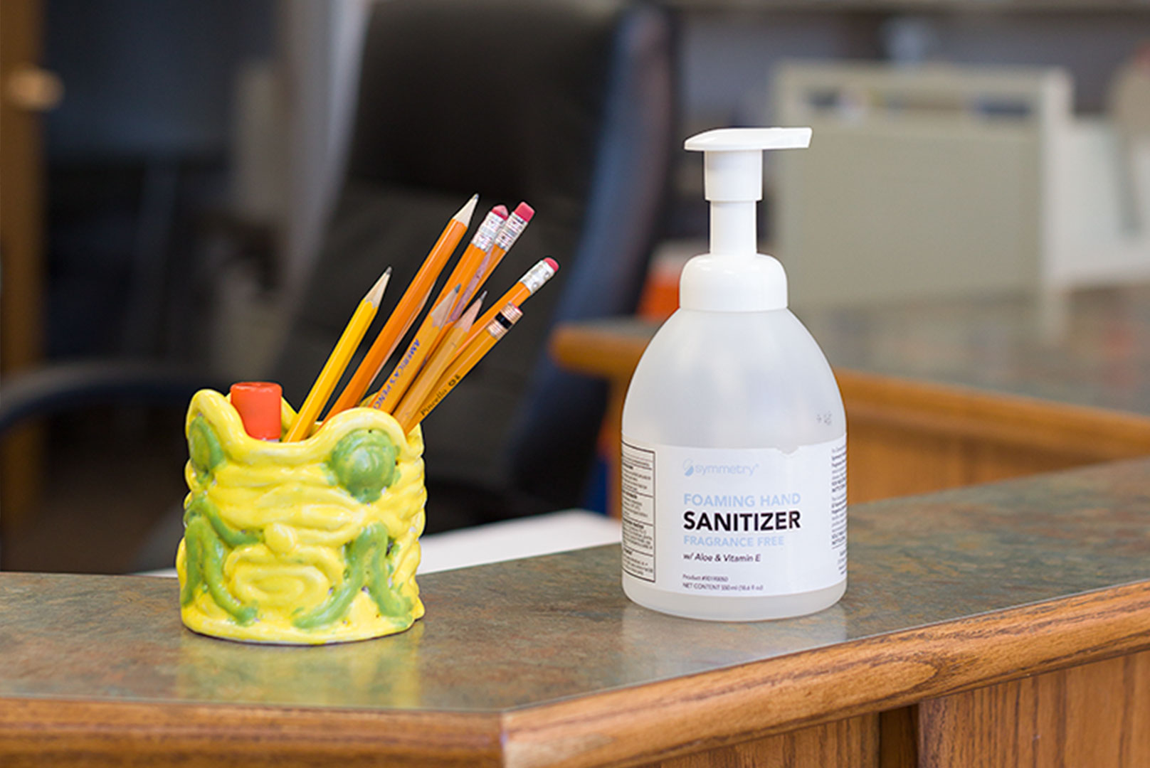 Foaming Sanitizer 550ml Sitting on Desk